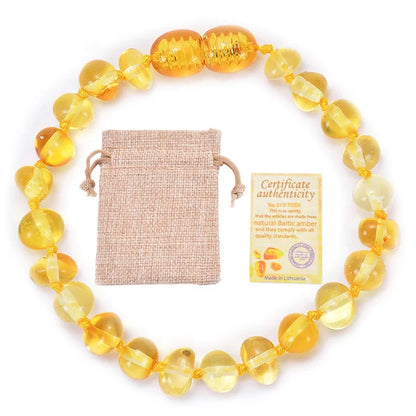 Natural Amber Newborn Baby Bracelet Gold PillowNap