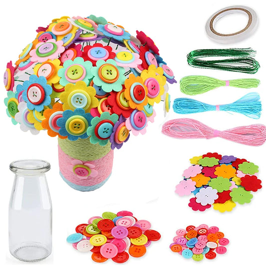 DIY Flower Crafts Kit with Buttons For Kids Set 2 PillowNap