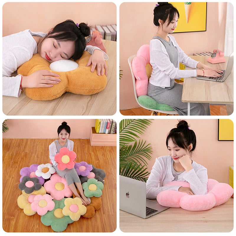 Plush Small Lumbar Flower Pillow PillowNap