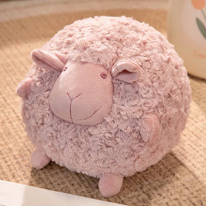 Sheep Stuffed Animal Pillow Pink open eyes PillowNap