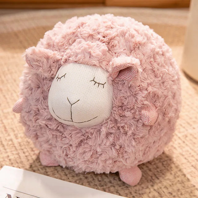 Sheep Stuffed Animal Pillow Pink closed eyes PillowNap