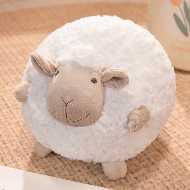 Sheep Stuffed Animal Pillow White open eyes PillowNap
