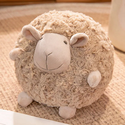 Sheep Stuffed Animal Pillow Brown open eyes PillowNap