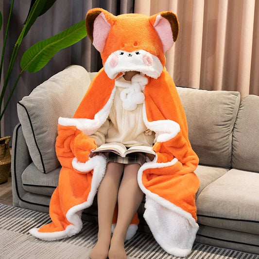 Plush Soft Cartoon Fox Robe PillowNap