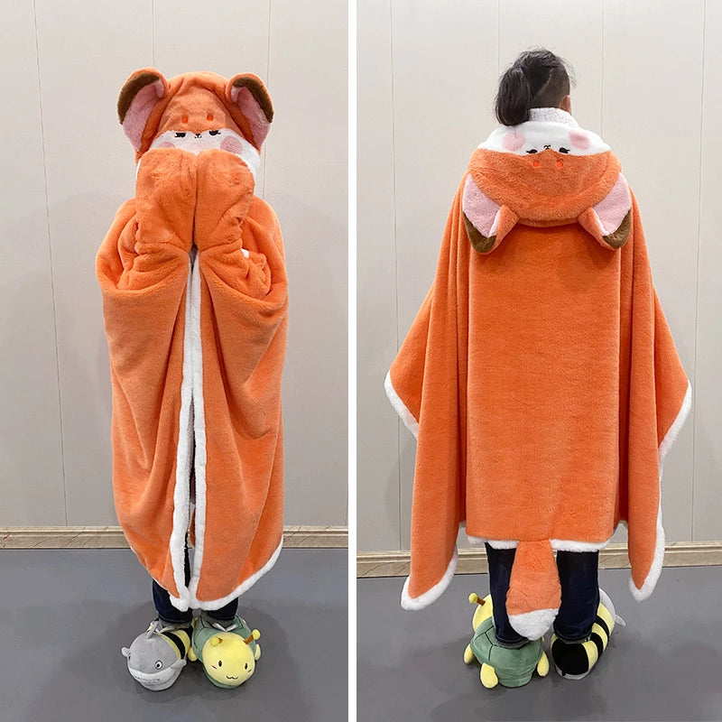 Plush Soft Cartoon Fox Robe PillowNap