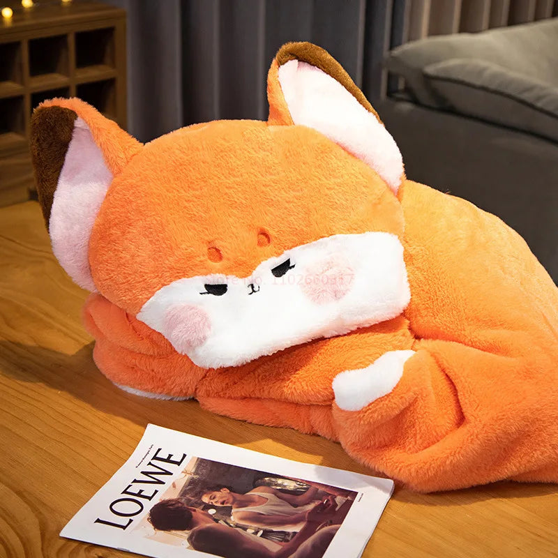 Plush Soft Cartoon Fox Robe PillowNap