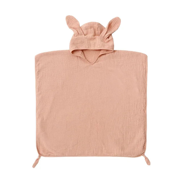 Muslin Baby Hooded Beach Towel Pink(Rabbit) PillowNap
