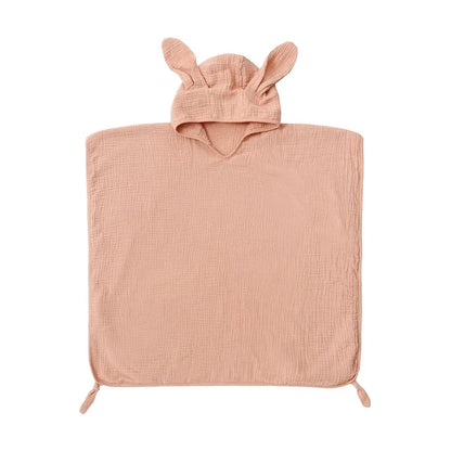 Muslin Baby Hooded Beach Towel Pink(Rabbit) PillowNap