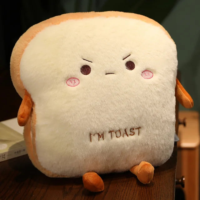 Cute Fluffy Bread Toast Hand Warmer Pillow Angry PillowNap