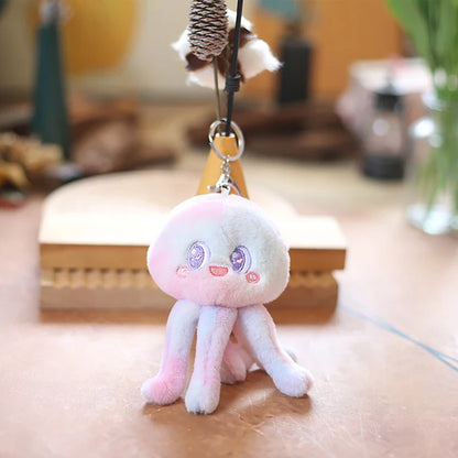 Jellyfish Plush Stuffed Animal Keychain Pink PillowNap