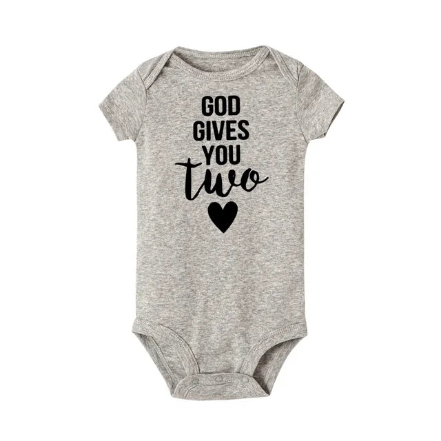 Cute Two Miracles Twins Bodysuit Grey-2 PillowNap