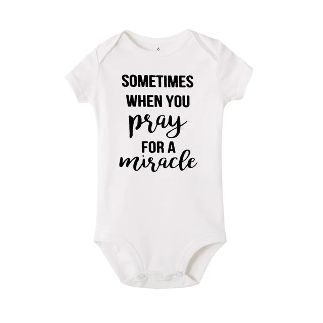 Cute Two Miracles Twins Bodysuit White-1 PillowNap