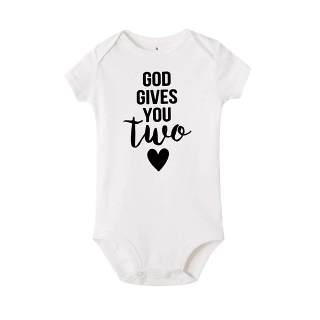 Cute Two Miracles Twins Bodysuit White-2 PillowNap