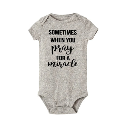 Cute Two Miracles Twins Bodysuit Grey-1 PillowNap