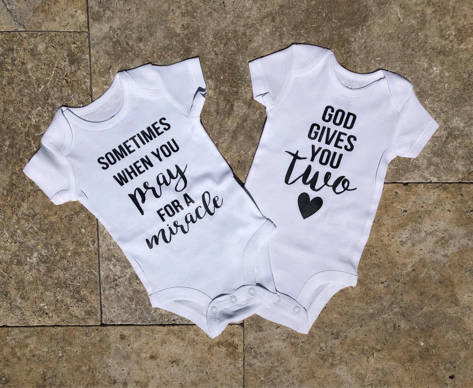 Cute Two Miracles Twins Bodysuit PillowNap