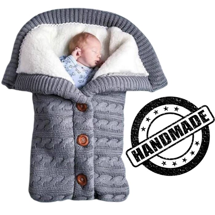 Handmade Knitted Sleeping Bag Grey PillowNap