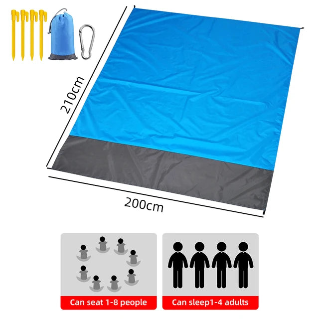 Extra Large Waterproof Beach Mat 210x200cm PillowNap