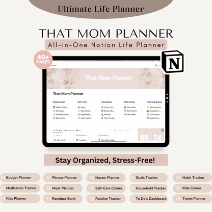 All-in-one Notion Mom Life Planner PillowNap