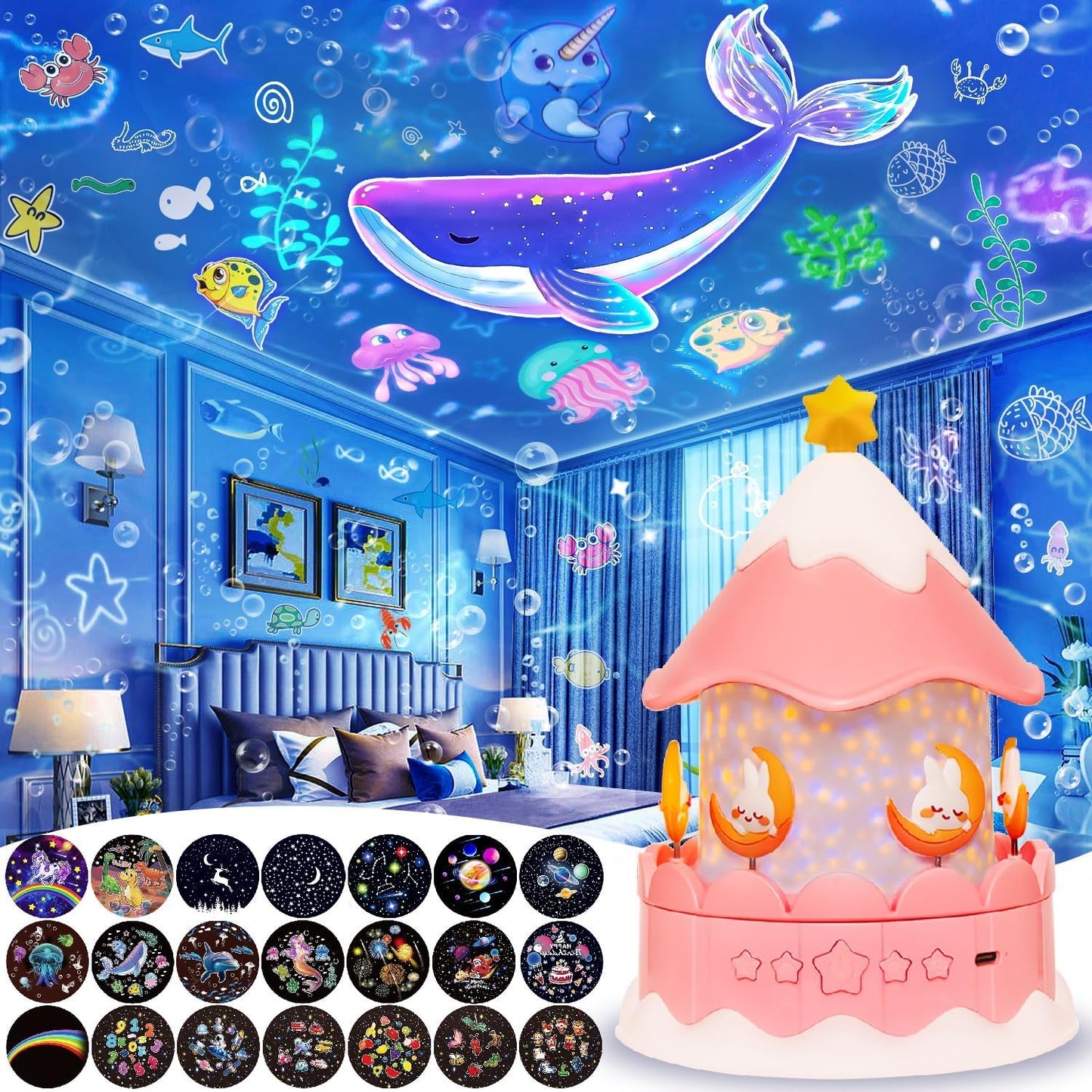 Magical Night Light Projector Carousel PillowNap